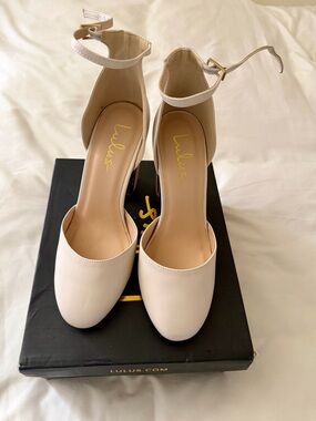 Lulu's Blush Cream Ankle-Strap Block Heel Sandals